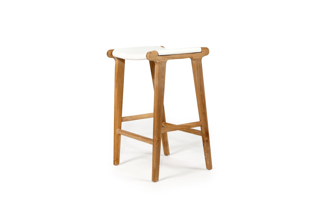 Altadena Leather Saddle Stool - White