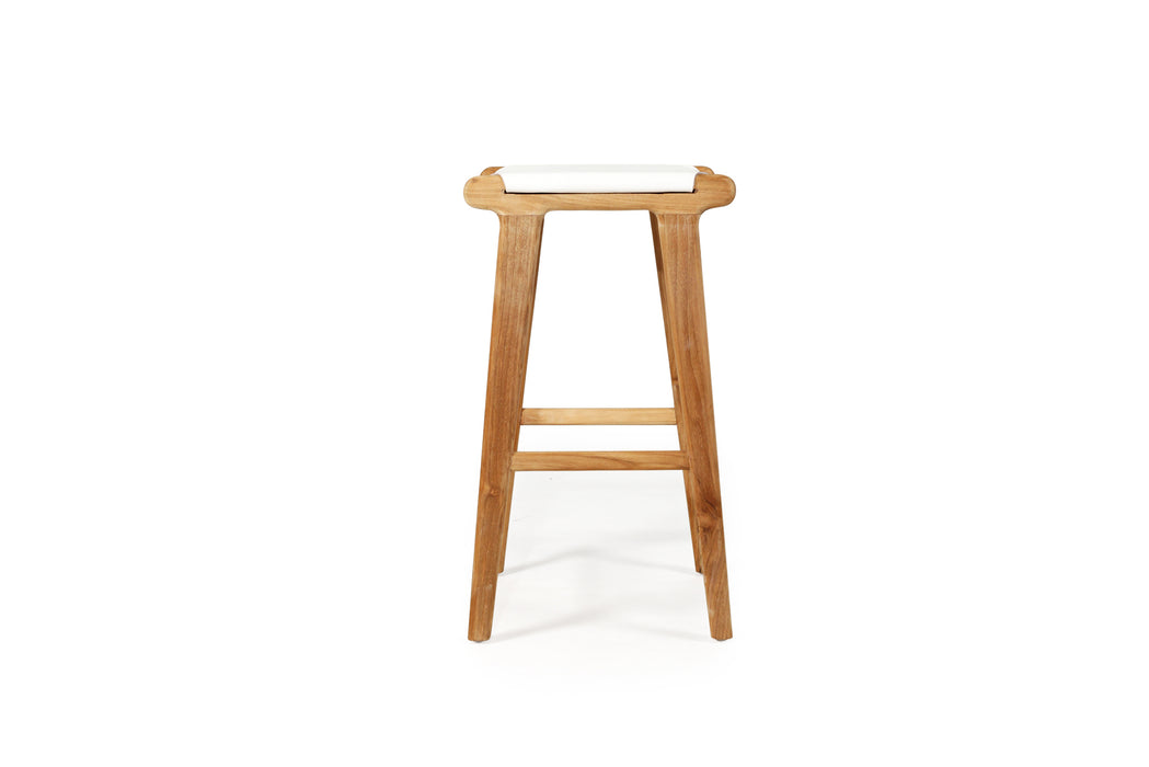 Altadena Leather Saddle Stool - White