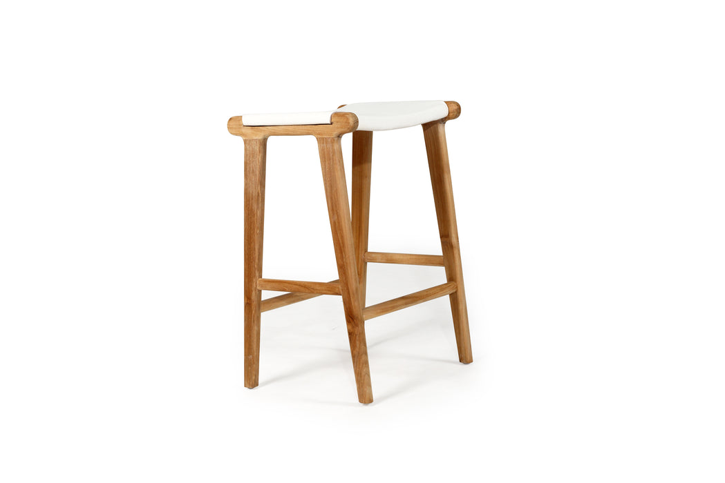 Altadena Leather Saddle Stool - White