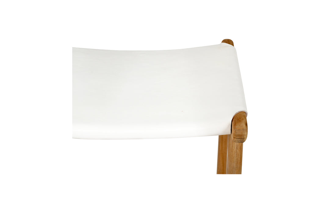 Altadena Leather Saddle Stool - White