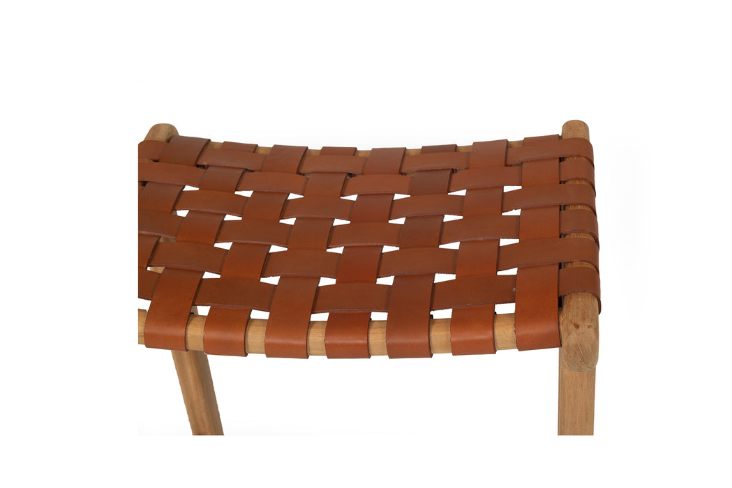 Altadena Leather Saddle Stool - Tan Woven