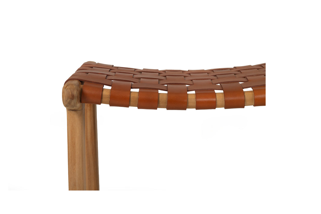 Altadena Leather Saddle Stool - Tan Woven