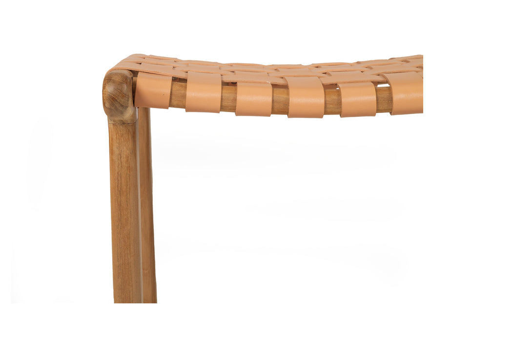 Altadena Leather Saddle Stool - Natural Woven