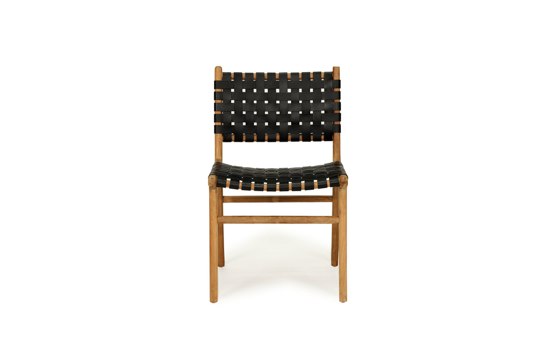 Altadena Woven Leather Side Chair - Black