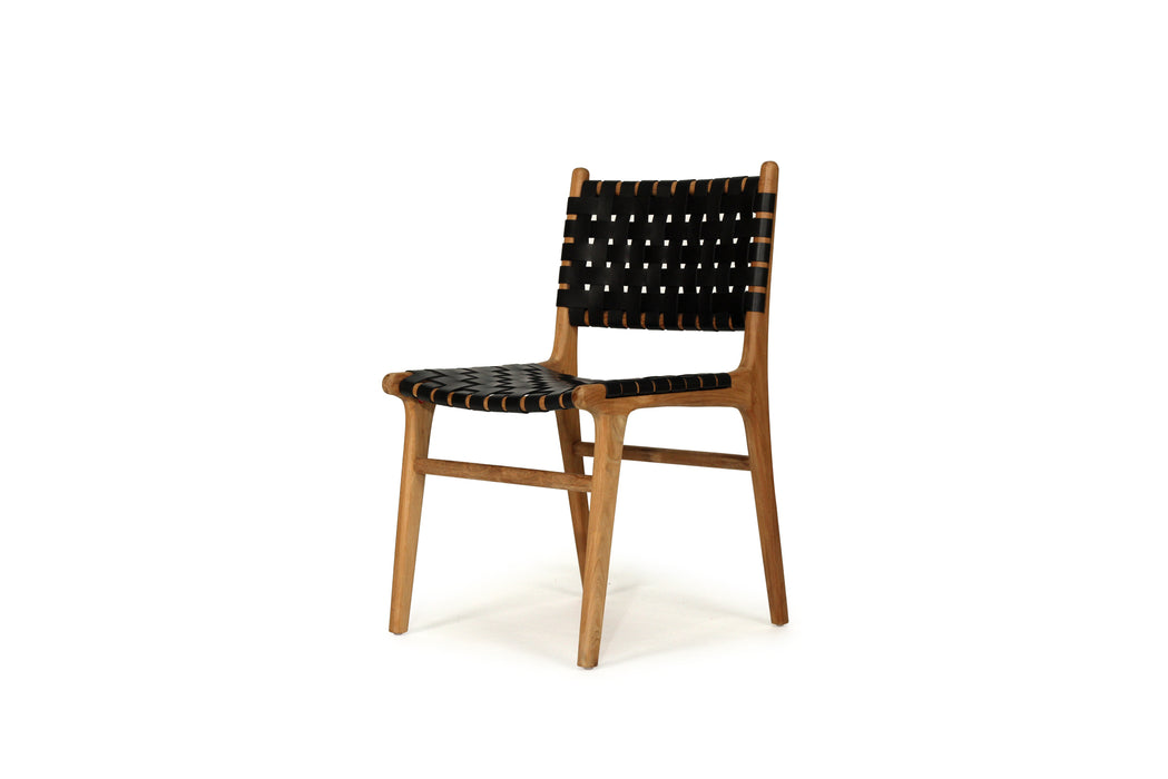 Altadena Woven Leather Side Chair - Black