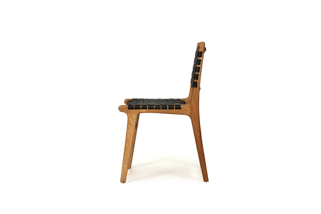 Altadena Woven Leather Side Chair - Black