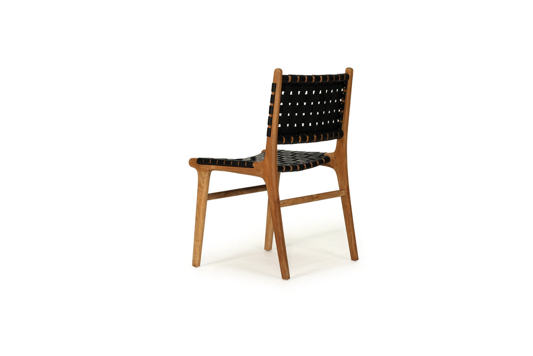 Altadena Woven Leather Side Chair - Black