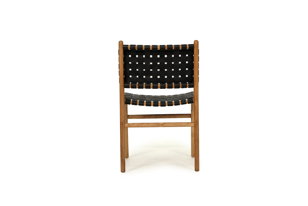 Altadena Woven Leather Side Chair - Black