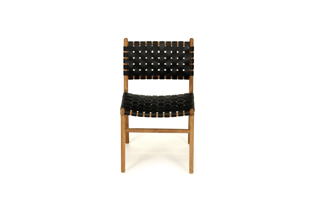 Altadena Woven Leather Side Chair - Black