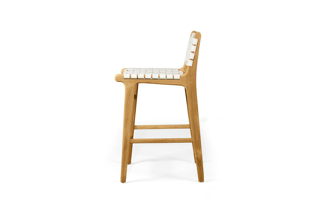 Altadena Leather Counter Stool - White Woven