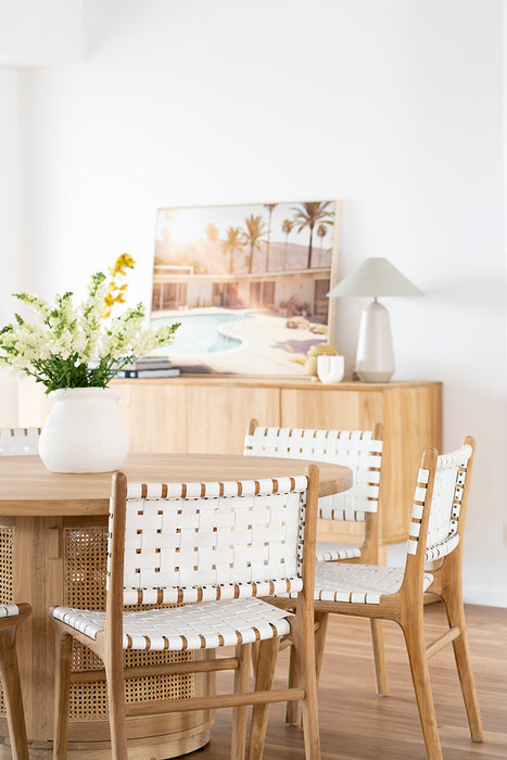 Altadena Woven Leather Side Chair - White