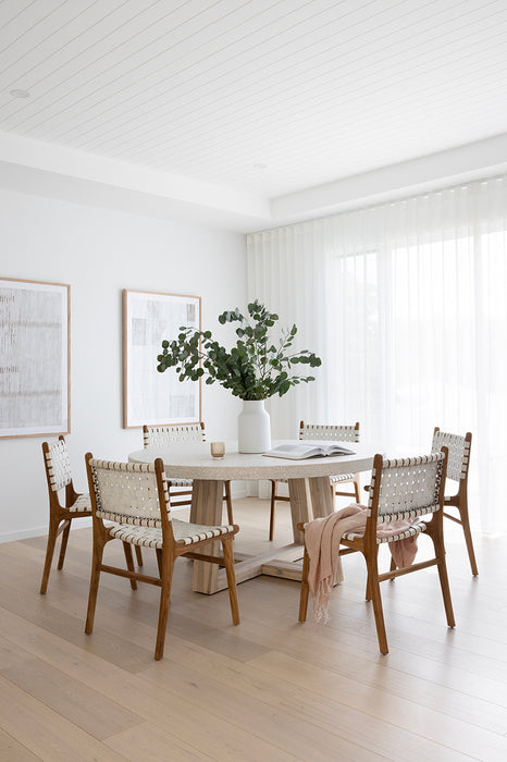 Altadena Woven Leather Side Chair - White