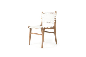 Altadena Woven Leather Side Chair - White