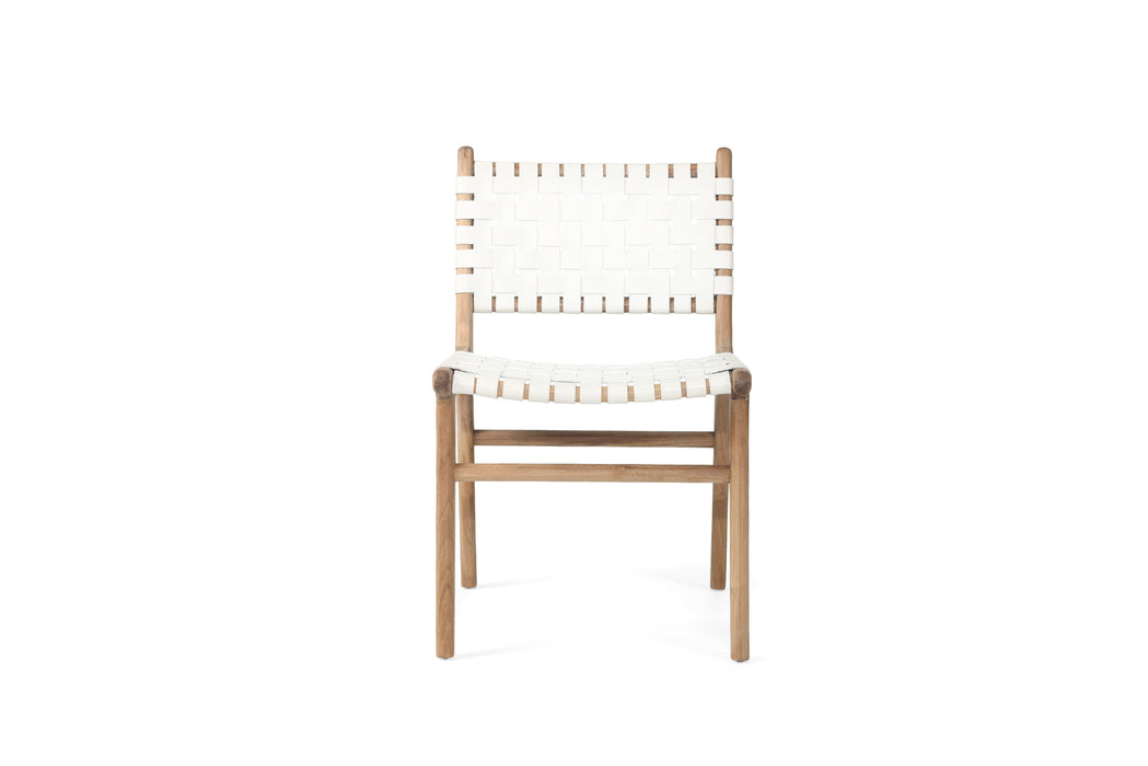 Altadena Woven Leather Side Chair - White