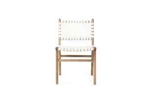 Altadena Woven Leather Side Chair - White