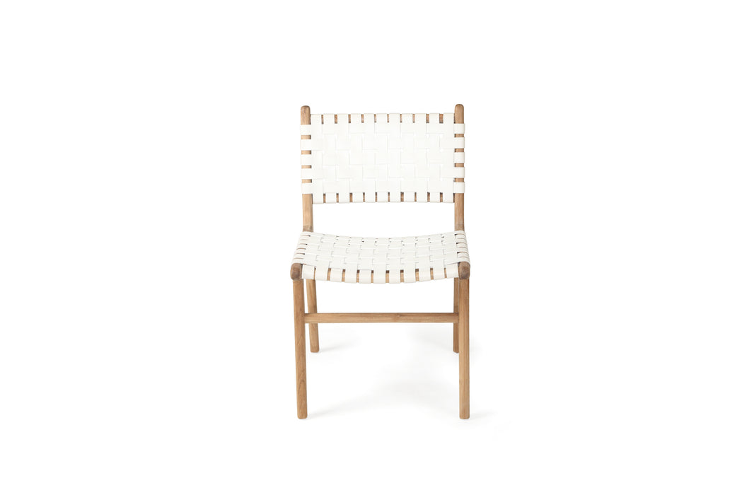 Altadena Woven Leather Side Chair - White