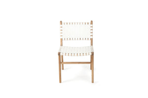 Altadena Woven Leather Side Chair - White