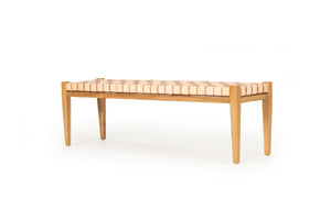 Altadena Woven Leather Bench - Nude