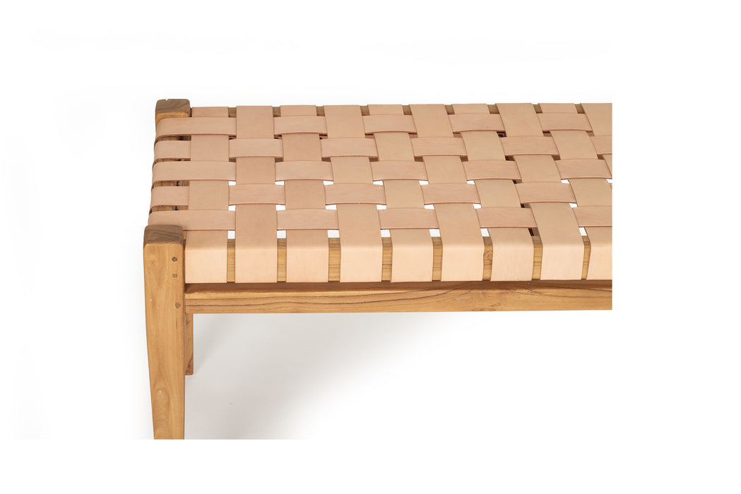 Altadena Woven Leather Bench - Nude