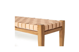 Altadena Woven Leather Bench - Nude