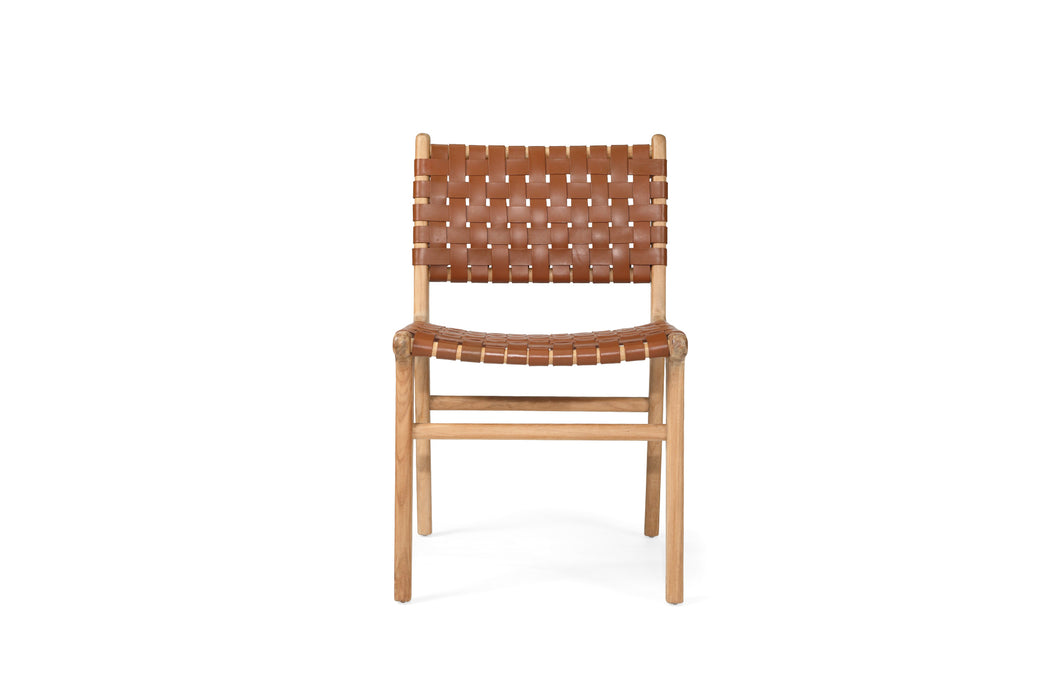 Altadena Woven Leather Side Chair - Tan