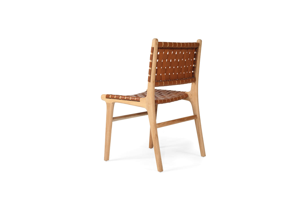 Altadena Woven Leather Side Chair - Tan