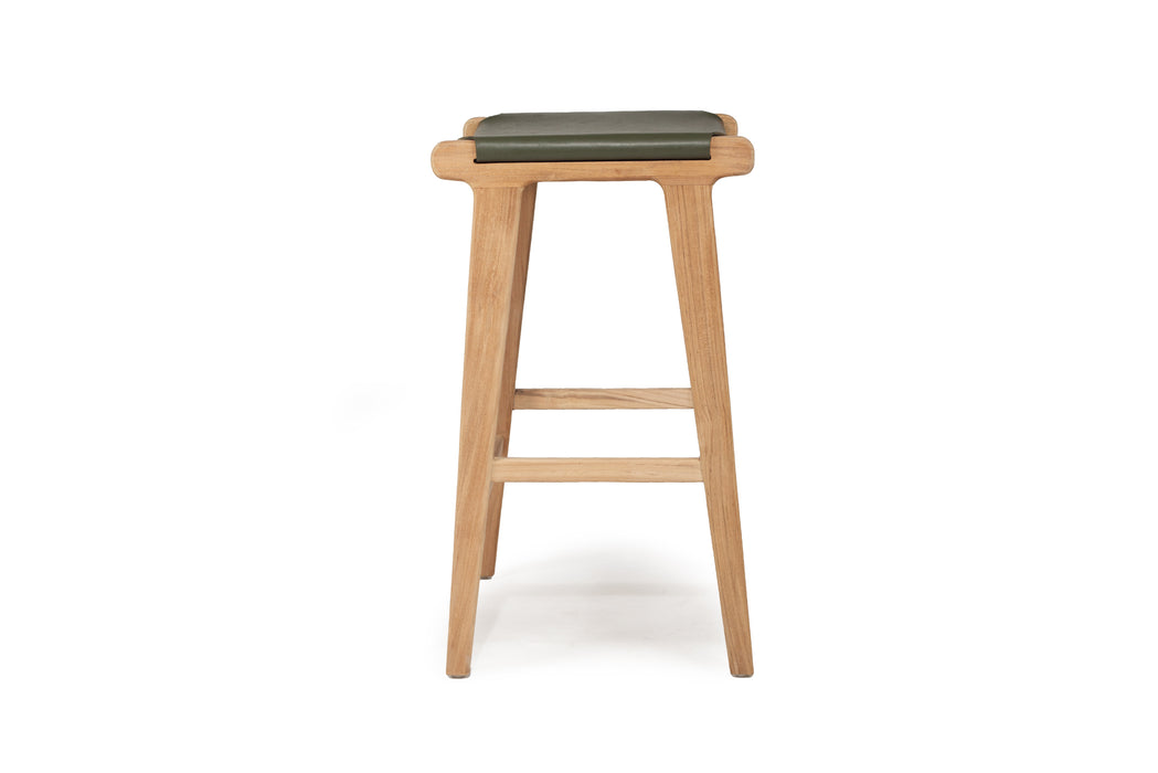 Altadena Leather Saddle Stool - Flat - Olive