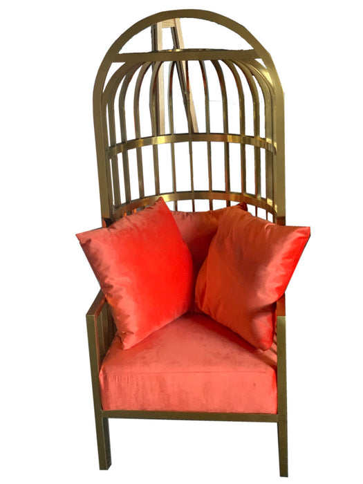 Louis Velvet And Gold Birdcage Chair