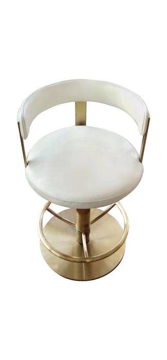 Pali Swivel Bar Stool White Leather And Brushed Gold