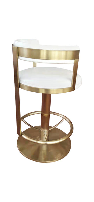 Pali Swivel Bar Stool White Leather And Brushed Gold