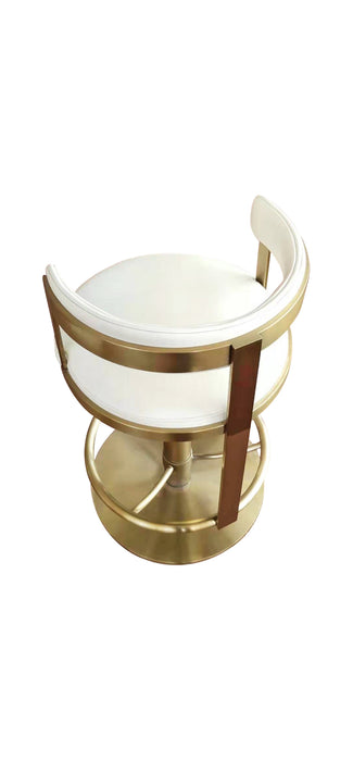 Pali Swivel Bar Stool White Leather And Brushed Gold