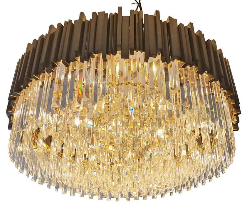 Zohar Round Crystal And Gold Metal Chandelier