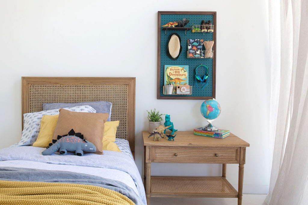 Harrison Cane King Single Bed - Weathered Oak