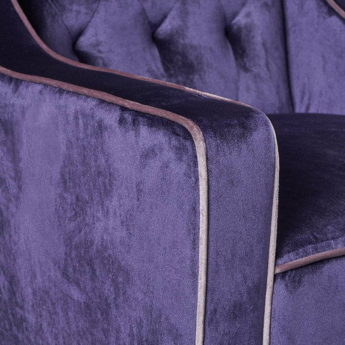Lara Two Tone Tufted Plum New Velvet Club Armchair