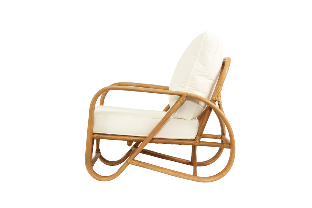 Pretzel Armchair - Brown Frame - White Cushions