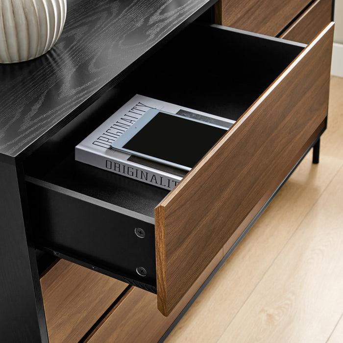 6 Drawer Chest In Black & Walnut