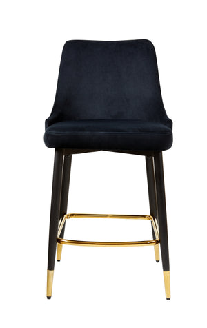 Que Velvet Bar Stool Black (Set of 2)