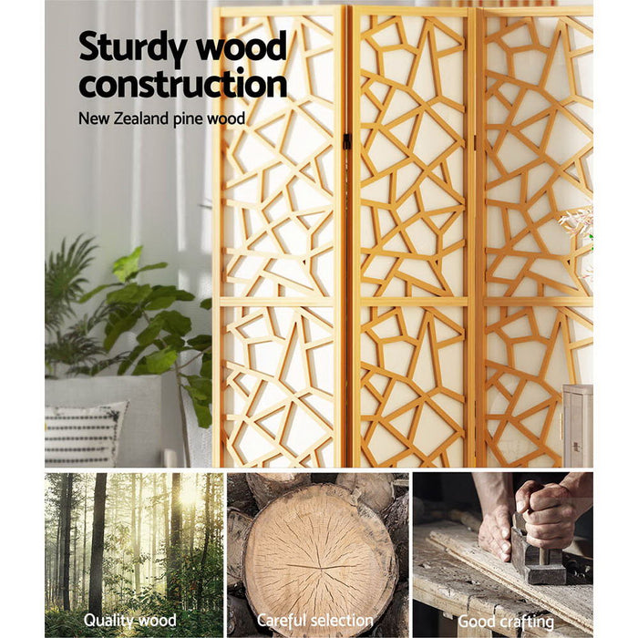 Artiss 4 Panel Room Divider Screen 162x170cm Clover Natural