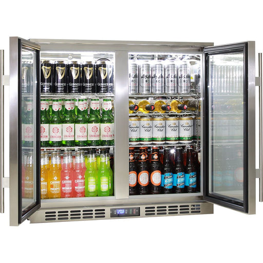 Rhino Stainless Steel 2 Door Heated Glass Bar Fridge (Model: SG2H-HD)