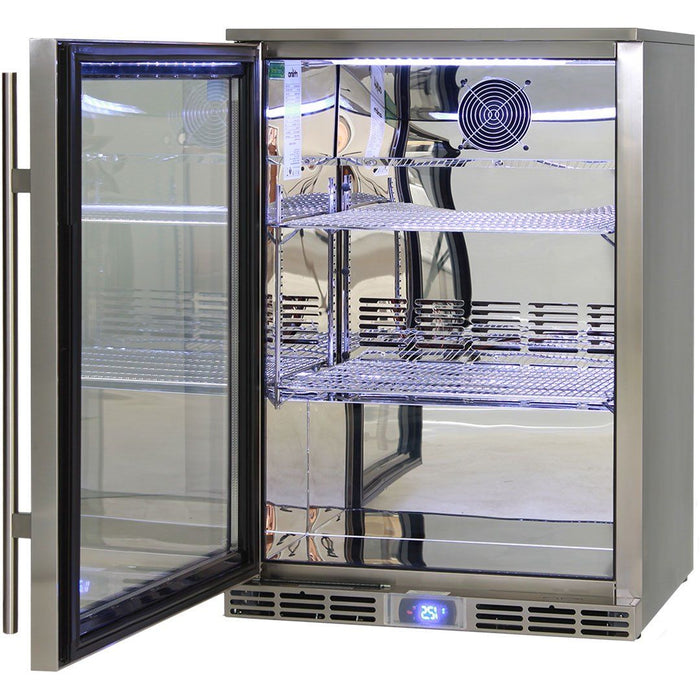 Rhino Alfresco Kitchen Glass Door Outdoor Bar Fridge Great For Cold Beer In Hot Climates (Model: GSP1HL-SS)