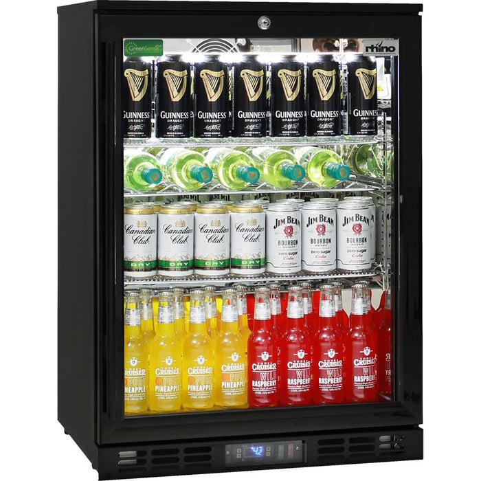 Rhino Quiet Running Glass Door Bar Fridge Energy Efficient - Great For Indoors (Model: SG1R-BQ)