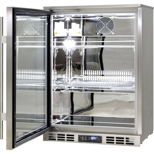 Rhino Stainless Steel 1 Heated Glass Door Bar Fridge With Low Energy Consumption - Left Hinged (Model: SG1L-HD)