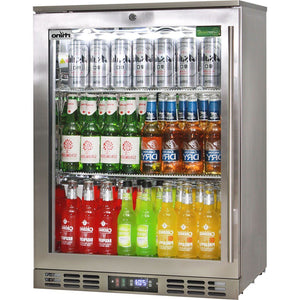 Rhino Stainless Steel 1 Heated Glass Door Bar Fridge With Low Energy Consumption - Left Hinged (Model: SG1L-HD)