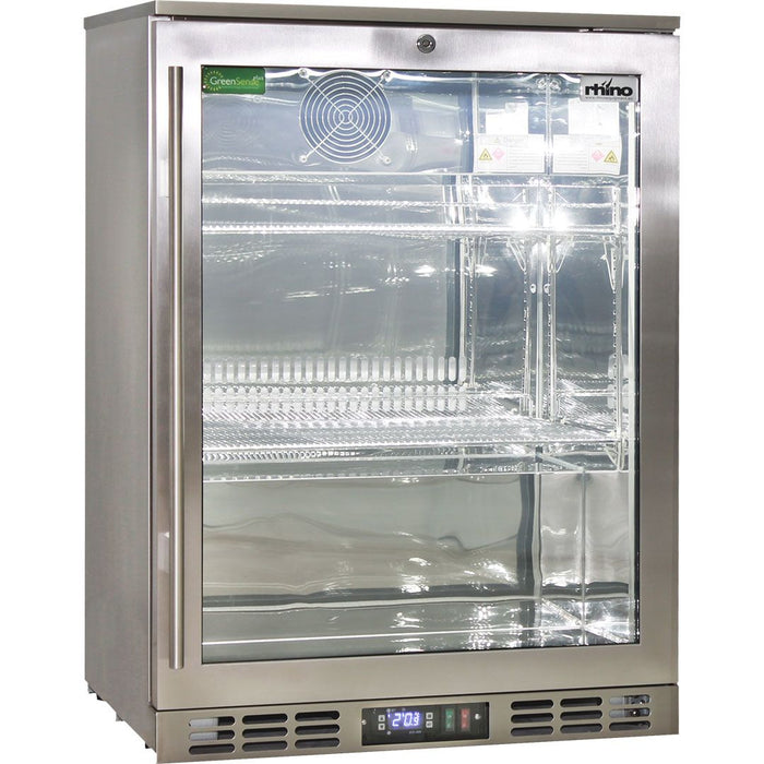 Rhino Stainless Steel 1 Heated Glass Door Bar Fridge With Brand Parts And Low Energy Consumption (Model: SG1R-HD)