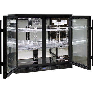 Rhino Commercial Under Bench Black Glass Double Door Bar Fridge Energy Efficient (Model: SG2H-B)