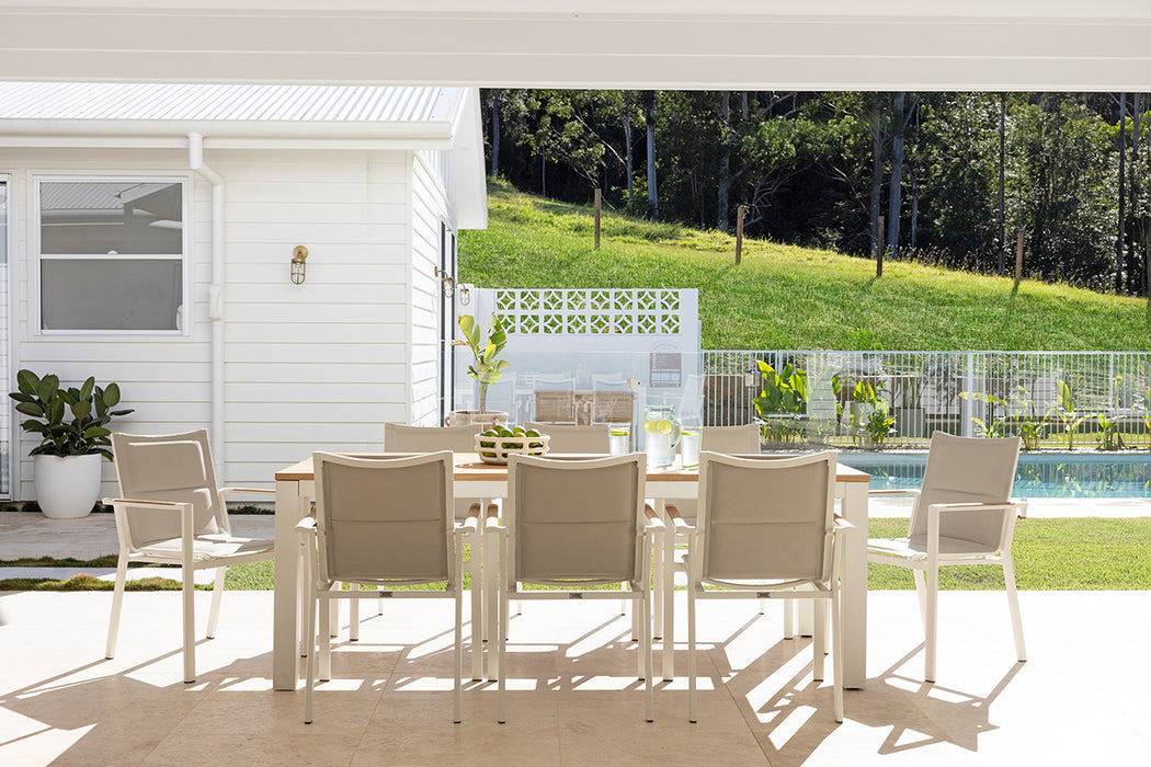Carmel Outdoor Extension Table - White frame - 2.1m Plus