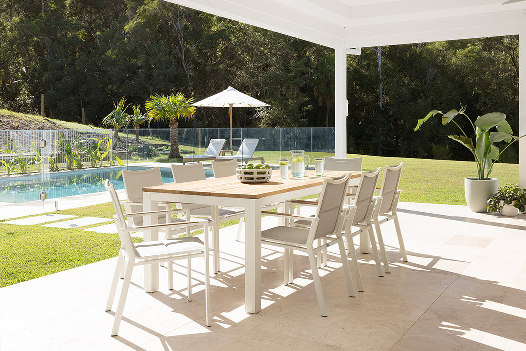 Carmel Outdoor Extension Table - White frame - 2.1m Plus