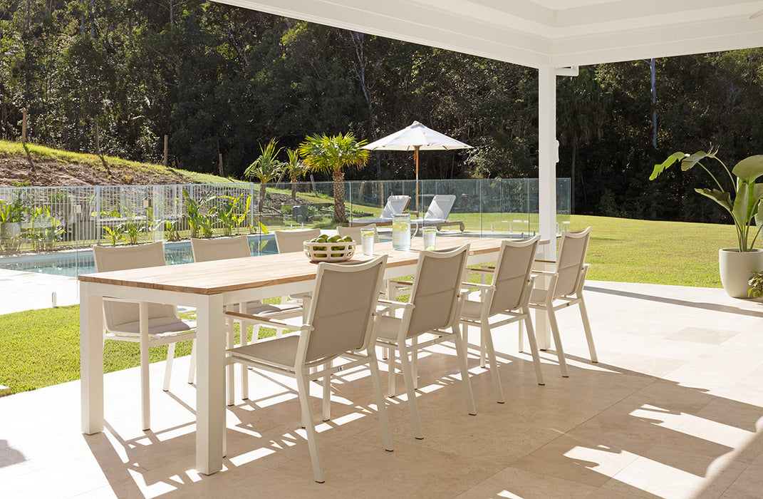 Carmel Outdoor Extension Table - White frame - 2.1m Plus