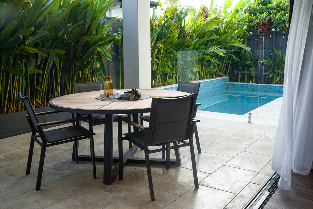 Watego Outdoor Round Dining Table - Black - 160cm