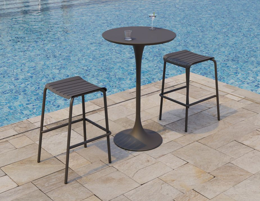 Roku Outdoor Backless Bar Stool in Matt Charcoal